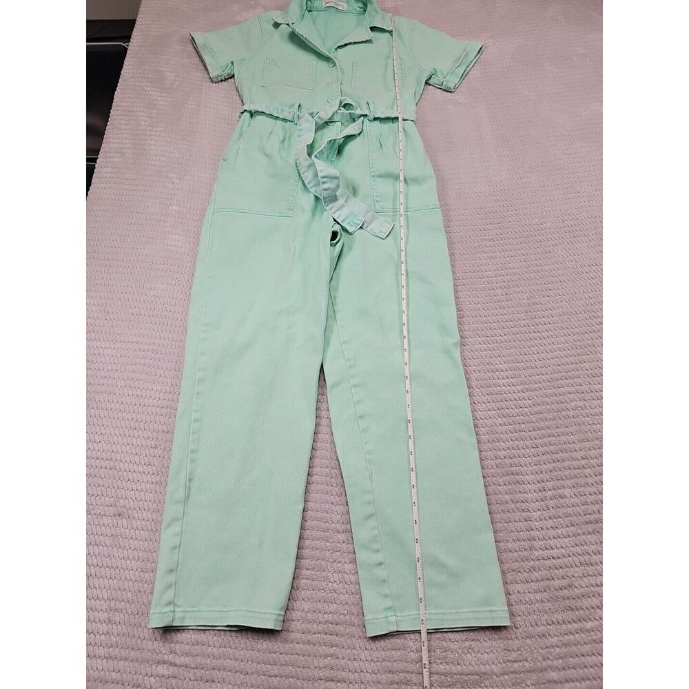The Pants Store Jumpsuit Womens Small Mint Green Denim Short Sleeve Jumper - Picture 5 of 9